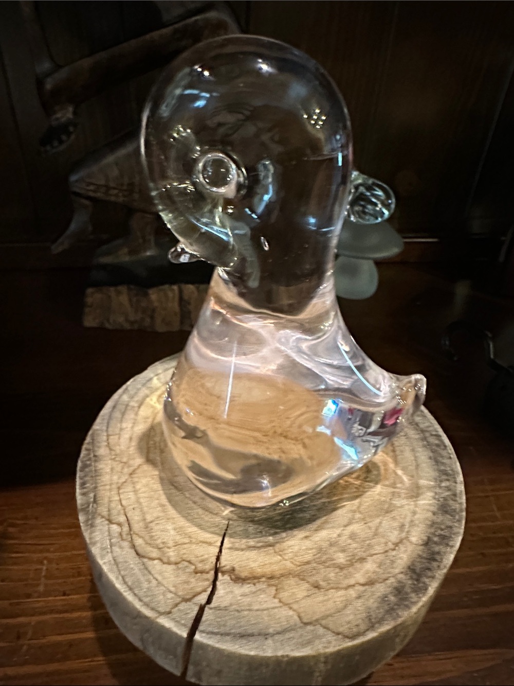 Clear Glass Duck Figurine - Decorative Home Accent